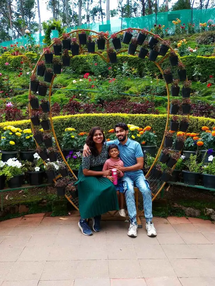family photo rose garden Best Places to Visit in Munnar with Family